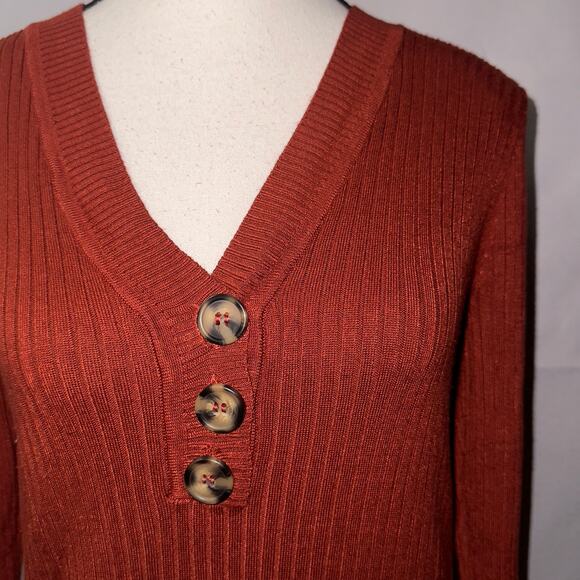 No Boundaries Rib V-neck Button Front Pullover Juniors' size large(11-13) - Picture 4 of 8